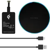 Avizar , Qi-Ladegerät-Set (Qi-Ladegerät + USB-C Qi-Ladeempfänger), Schwarz