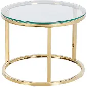 Beliani Couchtisch 2er Set Gold aus Glas Edelstahl Rund Glänzend Glamour Stil Elegant Edel für Wohnzimmer
