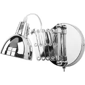 Beliani Wandleuchte 2er Set Silber Metall mit Ziehharmonika Arm verstellbarer Schirm Glockenförmig Industrial