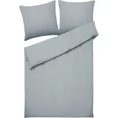 Beliani Bettwäsche Set Grau Streifen Baumwolle 3-teilig Komfortgröße für Einzelbett 155x220 cm 2 Kopfkissenbezüge und Deckenbezug mit Knopfverschluss
