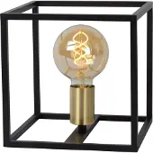 Lucide Tischlampe 00524/01/30 Würfel Metall Messingfarbe L.22x B.22x H.22cm mit Kabel-Schalter