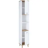 VCM Holz Badezimmerschrank | Badmöbel | Stand Badschrank | Badezimmer | Hochschrank | Maße ca. H. 181 x B. 32 x T. 28 cm - Landos