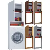 VCM Waschmaschinenschrank | Praktischer Überbauschrank mit viel Stauraum | Maße: B. 64 x H. 182 x T. 27 cm | Waschmaschinenregal für Bad und Waschküche | Waschmaschinenüberbauschrank - Lona