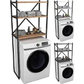 VCM Metall Überbauschrank | Waschmaschine | Maße: H. 160 x B. 66 x T. 34 cm | 3 Ablagen aus Holz - Insasi