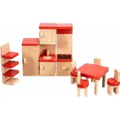 Goki Hölzernes Puppenhaus Küche 9pcs