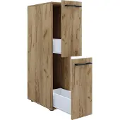 VCM Holz Badezimmerschrank | Badmöbel | Nischenschrank | Raumteiler mit zwei Schubladen | Hochschrank | Maße ca. H. 110 x B. 25 x T. 50 cm - Sadilo L