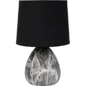 Konstsmide Marmo Tischleuchte aus Keramik im Marmor-Look, Leinen, H: 25.5 cm, Ø: 16 cm