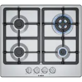 Bosch Serie 4 PGH6B5B90, Edelstahl, Integriert, 60 cm, Gaskochfeld, Edelstahl, 4 Zone(n)