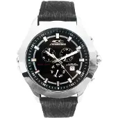 Chronotech 7636M/01 Herren-Armbanduhr, Edelstahl-Gehäuse, Leder-Armband