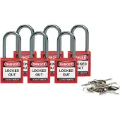 Brady kompaktes Sicherheitsschloss Nylon, Rot, 38mm Bügelhöhe, 4,7mm Aluminium-Schliessbügel (Keyed