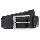 HUGO Gürtel aus genarbtem Leder mit Metalldetails in Silber-Optik Grösse 80