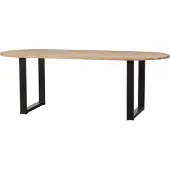 Woood Tablo Gartentisch Oval Aus Eichenholz, U-Tischbein, Braun, 220 X 90 Cm