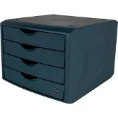 Helit Schubladenbox The Green Chameleon, 4 Schübe mit Auszugssperre, Format A4, stapelbar, blau