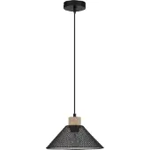Lyora Design-Pendelleuchte Ian schwarz mit Holz