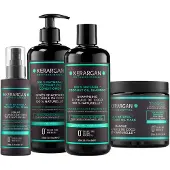 Kerargan - Feuchtigkeitsspendendes Set Shampoo, Spülung, Maske & Serum mit Kokosöl 1600 ml