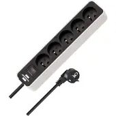 Brennenstuhl 1153254520, 5 m, Drinnen, IP20, Schwarz, Weiß, 5 AC-Ausgänge, 230 V