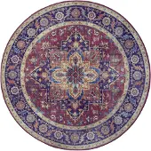 Nouristan Teppich "Anthea" Gr. 1, bunt (pflaume, rot), H:5mm Ø:160cm, Polyester, Teppiche, Teppich, Orientalisch, Orient, Vintage, Wohnzimmer, Schlafzimmer, Esszimmer