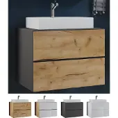 VCM 2-tlg. Waschplatz Waschtisch | Waschbecken Unterschrank Breite 60 cm | Badmöbel Set mit Schubladen | Lendas