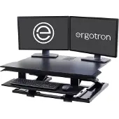 Ergotron WorkFit TX Schreibtischerhöhung, höhenverstellbare Monitorablage/Arbeitsfläche & höhenverstellbare Tastaturablage, bis 18,2 kg, schwarz