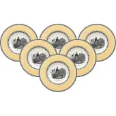 Villeroy & Boch Suppenteller "Suppenteller Audun Chasse ø 24,2 cm 6er Set weiß-grau-gelb"