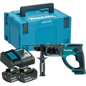 Makita DHR202RFJ, Schwarz, Blau, 2 cm, 1200 RPM, 2 J, 4000 BPM, 1,3 cm