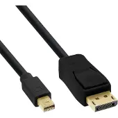 InLine Mini DisplayPort zu DisplayPort Kabel, schwarz, 0,3m, 0,3 m, Mini DisplayPort, DisplayPort, Männlich, Männlich, 3840 x 2160 Pixel