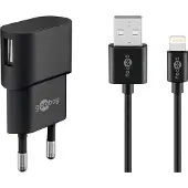 Goobay Apple Lightning Ladeset 1 A, Netzteil mit Apple Lightning Kabel 1m (Schwarz)
