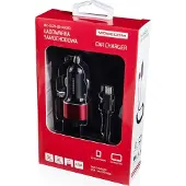 Modecom CU2K-09 Kfz Ladegerät, Schwarz, USB Port, integriertes Micro-USB Kabel, passend für PKW und LKW 12-24 V