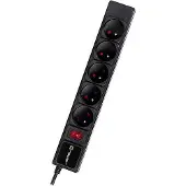 Tracer Surge protector PowerGear 5 m Black (5 outlets), 5 m, Drinnen, Typ E, Typ E, Gerade, IP20