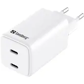 Sandberg AC Charger Dual USB-C PD65W EU, Drinnen, AC, 20 V, 3,25 A, 0 m, Weiß