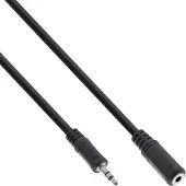InLine Audioverlängerungskabel Stereo Mini-Klinkenstecker W bis M 1 m Schwarz (99934)
