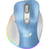 Genius Maus Ergo 9000S Pro, kabellos, Bluetooth, 2400DPI, wiederaufladbar, RGB, blau