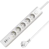 Microconnect MC-GRU00515WS-USB, 1,5 m, Drinnen, Typ F, Weiß, VDE, RoHS, CE, 5 AC-Ausgänge