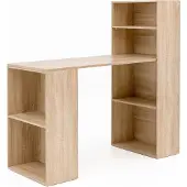 FineBuy Schreibtisch Sonoma mit Regal 120x120x53 cm Holz Modern Schreibtischregal Ablagefächer PC Tisch Computertisch Tisch Büro mit Aufbewahrung