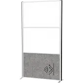 MAUL Stellwandsystem MAULconnecto, 1 x Akustikvlies dunkel, 2 x Whiteboard, Klettverbindung, Standfuß, H 1800 x B 1000 mm, silber