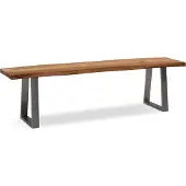 FineBuy Esszimmerbank Sitzbank Akazie Massivholz 180 cm Essbank Baumkante Chrom