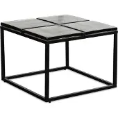 FineBuy Couchtisch Glas Metall 58x58x43,5 cm Sofatisch Schwarz Wohnzimmertisch Quadratisch Kleiner Kaffeetisch Modern Beistelltisch Anstelltisch