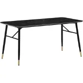 FineBuy Esszimmertisch 180 cm Schwarz Esstisch in Marmor-Optik Modern Küchentisch mit Metallbeinen Speisetisch Rechteckig Tisch Esszimmer