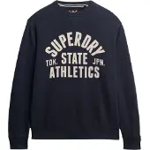 Superdry für Herren. M2014090A Athletic Essentials Marinefarbenes Sweatshirt mit Rundhalsausschnitt (M), Lässig, Baumwolle