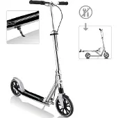 Globber NL 205 Deluxe – Tretroller, 205 mm, ABEC 9, Handbremse, höhenverstellb., Frontfederung, Klappmechanismus, silber