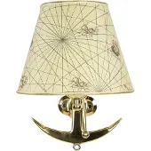 Licht-Erlebnisse Design Wandleuchte VELIERO aus Messing Papier Anker Seekarte maritime Lampe Schlafzimmer Flur