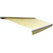 Mendler Elektrische Kassetten-Markise H124, Vollkassette Volant 5x3m Acryl Gelb/Weiß