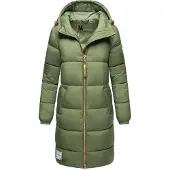 MARIKOO lange Damen Steppjacke mit Kapuze & Kragen – Modell Nomadiaa