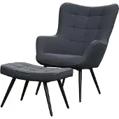 ByLiving Sessel "Uta", grau (dunkelgrau), B:60cm T:80cm, 100% Polyester, Sessel, Sessel, wahlweise mit oder ohne Hocker, in Cord, Samt oder Webstoff