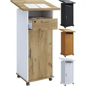 VCM Holz mobiles Rednerpult | Maße ca. H. 109 bis 120 cm x B. 60 cm x T. 50 cm | Stehpult mit Rollen | rollbar mit Schublade | Stehtisch mit Drehtür - Melta