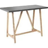 Beliani Gartentisch Grau Beton und Akazienholz Rechteckig 140x70 cm für 4 Personen Holzbeine Rustikal Terrasse Out- & Indoor Hochtisch Bartisch