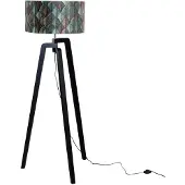 QAZQA Stehleuchte Schwarz mit Samtlampenschirm Blattdesign 50cm Puros