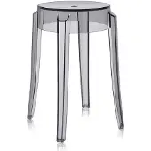 Kartell Charles Ghost Hocker, rauchgrau, Höhe 46 cm - , Charles Ghost, Grau, für Wohnzimmer, Kunststoff, Design