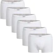 Götzburg Boxershorts GÖTZBURG "Boxershort 6er Pack", Herren, Gr. L, weiß, Obermaterial: 95% Baumwolle CO. 5% Elasthan EL., Unterhosen Boxershorts