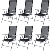 Casaria Gartenstühle 6er Set Hochlehner Klappbar 8-Fach Verstellbar Camping Stuhl Aluminium Wetterfest Klappstuhl 120kg Belastbarkeit Garten Balkon